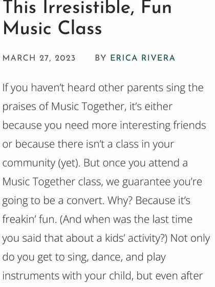 A great quote from an article about our program. We guarantee that once you attend a class, you'll see why it's so much more than just another kids' activity.