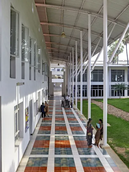 The shaded walkways at Sona College are designed to foster social energy. By creating comfortable, lingering spaces, I encourage students to meet, interact, and build the friendships that are a vital part of the campus experience.