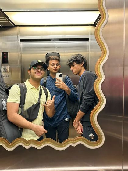 An elevator selfie with the band after the Zomaland show. We're a team, and we celebrate our successes together. These are the fun moments on the road.