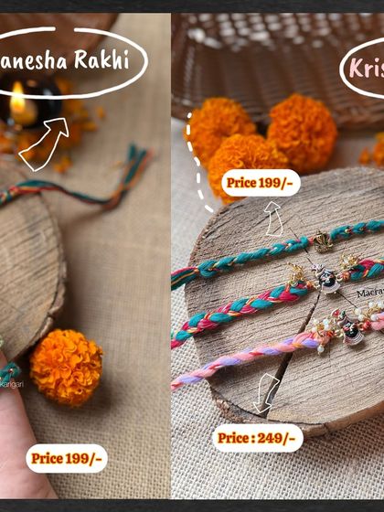 We offer a range of spiritual and traditional designs, like our Ganesha and Krishna Rakhis, priced affordably so you can find the perfect one.