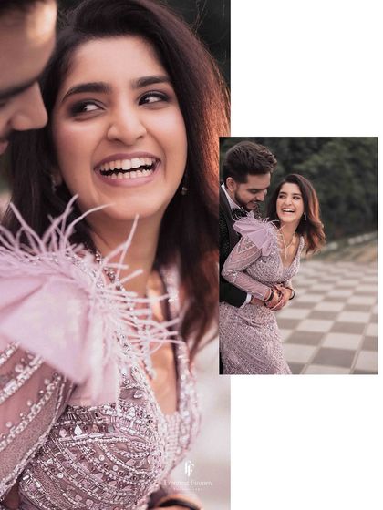 A collage capturing the couple's infectious laughter and joy during their reception.