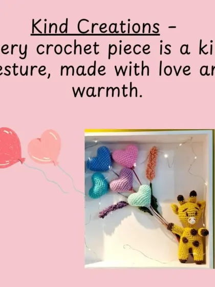 A kind creation for a kind heart. This shadow box scene, featuring a crochet giraffe amigurumi holding heart-shaped balloons, is a perfect example of a heartfelt, handmade gift.