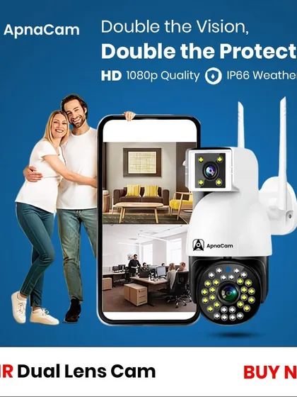 Double the vision means double the protection. My 36IR Dual Lens Cam provides two different views simultaneously in HD 1080p quality, ensuring you have no blind spots. It's also IP66 weatherproof for outdoor use.