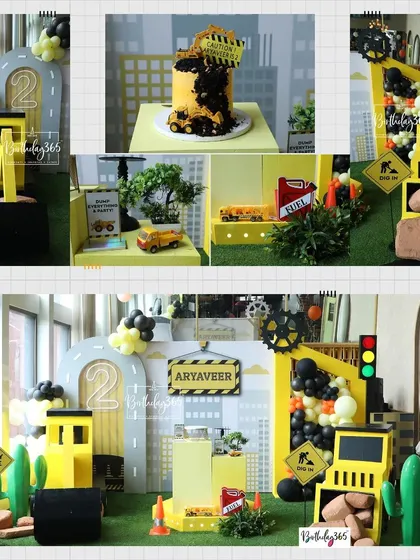 Get ready to dig in! This construction-themed party was all about building fun memories. We created a complete construction zone with custom vehicle props, a themed cake, caution signs, and a grand site entrance to welcome the little builders.
