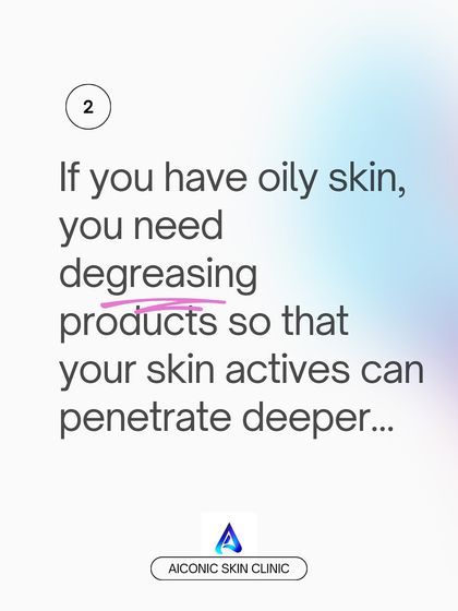 If you have oily skin, it's important to use degreasing products like a salicylic acid face wash. This helps your other skincare actives, like serums, penetrate deeper and work more effectively.