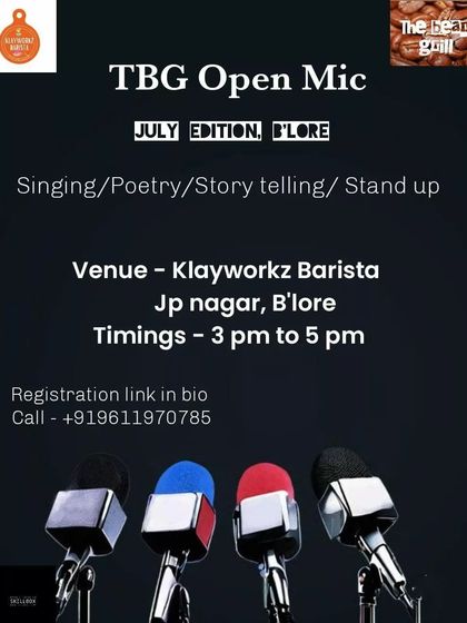 A call for talent for the TBG Open Mic night at the café. My stage is open for singers, poets, storytellers, and stand-up comedians to share their voice with a supportive audience.