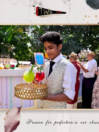 A bartender serves a tray of our signature mocktails at a sunny brunch at Taj Lands Mumbai.