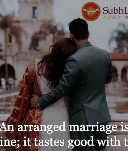 A couple looks out over a scenic view, comfortable in each other's embrace. Like fine wine, we believe an arranged marriage gets better and more beautiful with time.