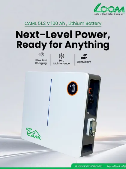 My CAML 51.2V 100Ah wall-mount lithium battery offers next-level power, ready for anything. It features ultra-fast charging, zero maintenance, and a lightweight design for easy installation.