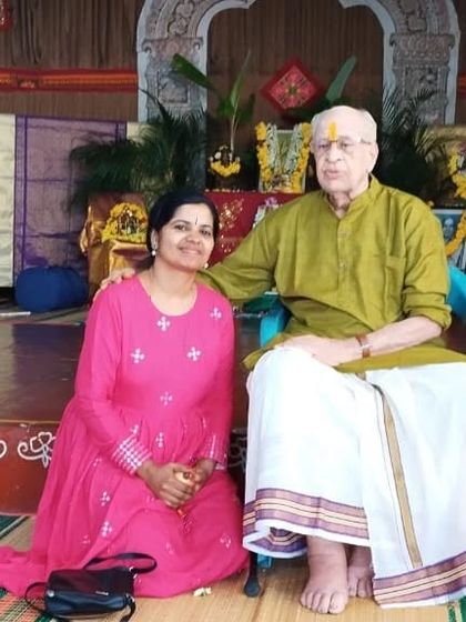 With my Guru, Kittu Sir. I make it a point to seek his blessings, especially on auspicious days like Vijayadashami. This connection to my lineage is what I strive to build with my own students.