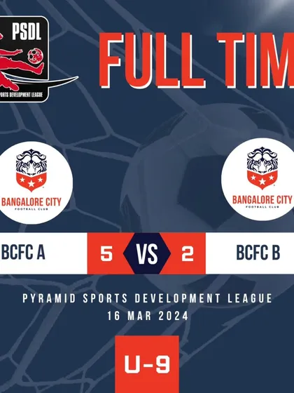 An internal derby match in the PSDL U9 category, with our A team winning 5-2 against our B team.