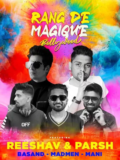 The official event poster for 'Rang De Magique', a major Holi festival in Bengaluru. I regularly perform at large scale ticketed events across the country.