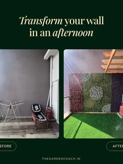 A blank wall holds so much potential. In just one afternoon, we turned this plain grey wall into a vibrant piece of living art with a patterned vertical garden, instantly adding color, texture, and life to the entire balcony.