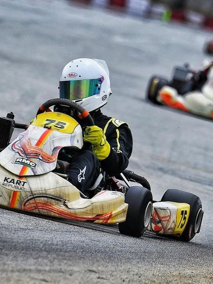 Two of our drivers in their Kart Republic chassis during the Meritus Cup.