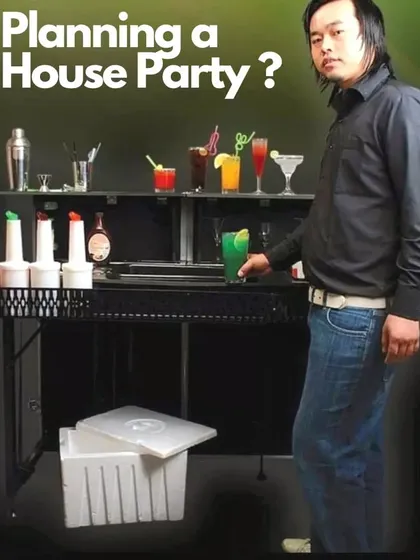 This shows the core of my Barmobile service: a complete, professional bar that comes to you. For this house party setup, we provide everything from the bartenders and the mobile bar itself to all the necessary glassware and decor. It’s a hassle-free way to elevate any event.