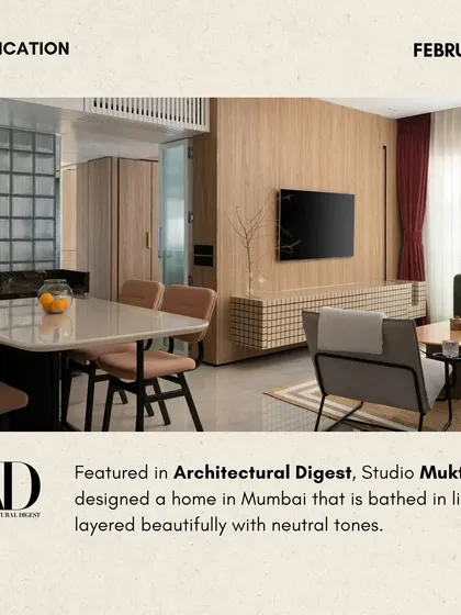 Our work with Studio Muktinidhi was featured in Architectural Digest. We fabricated the furniture for this light-filled Mumbai home, helping to achieve the layered, neutral-toned aesthetic the designers envisioned.
