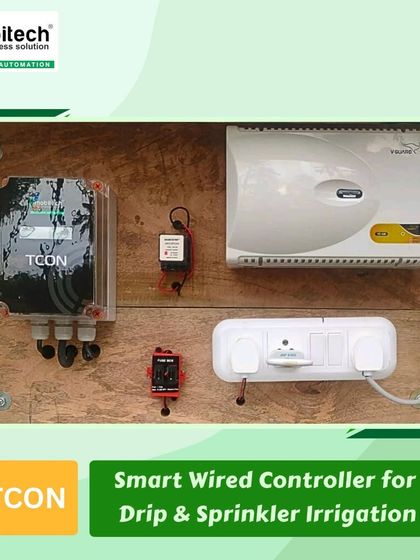 This is our TCON Smart Wired Controller, the brain of your drip or sprinkler irrigation system. It connects directly to your motor starter and valves, allowing for easy scheduling and automated water distribution.