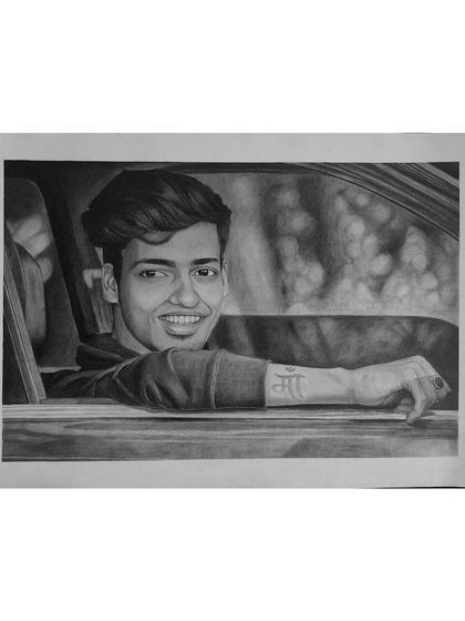 A commissioned sketch of a client. I focused on capturing his relaxed smile and the 'Maa' tattoo on his arm, an important personal detail.