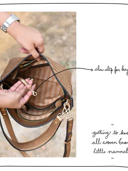 The Little Namrata comes with a claw clip for keys, so you'll never have to dig for them again.