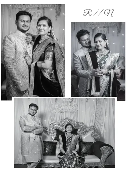 A timeless black and white collage from an engagement shoot, adding a touch of classic elegance to the couple's portraits.