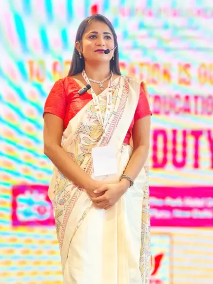 A full view of the stage setup for the KAVERI book launch. I ensure I am a seamless part of your branding, presenting a unified and professional image.