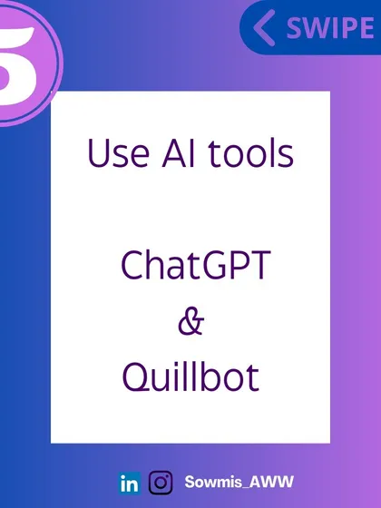 Don't be afraid to use AI as your friend. Paraphrasing tools like QuillBot can be helpful, but always use them as a starting point. It's also essential to use a plagiarism checker to catch any unintentional similarities before submission.