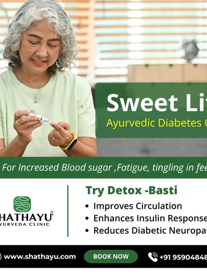 For those managing diabetes, I focus on improving the body's natural systems. My Detox Basti therapy is designed to enhance circulation and insulin response, which can help reduce symptoms of diabetic neuropathy like tingling in the feet.