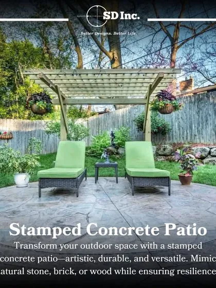 A stamped concrete patio is an artistic, durable, and versatile option for outdoor spaces. It can mimic the look of natural stone, brick, or wood while offering superior resilience.