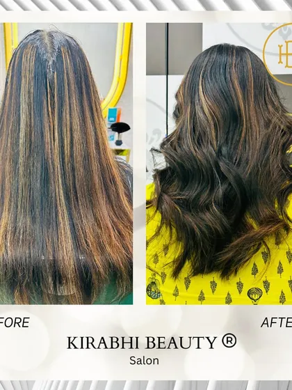 Don't just color your hair, transform it. We took this client's hair from having faded, frizzy highlights to beautifully defined, healthy curls with a rich color and sun-kissed balayage effect. This is a perfect example of combining a color refresh with a styling makeover.