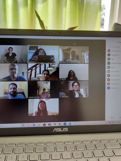 The first day of Season 8, held virtually. Even online, the warmth and engagement are real. We build a strong sense of community from day one.