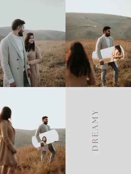 A creative collage using a mirror as a prop to create reflections and interesting compositions, telling a dreamy and artistic story.