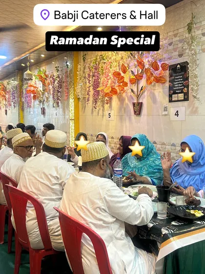 A happy group enjoying their Iftar meal at one of our tables. It’s wonderful to see guests of all ages coming together to share food and conversation in our hall.