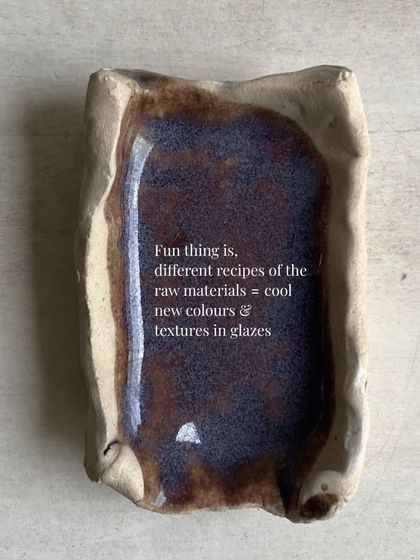 The fun thing about glazes is that different recipes create new colors and textures. Experimenting with raw materials is part of the creative process.