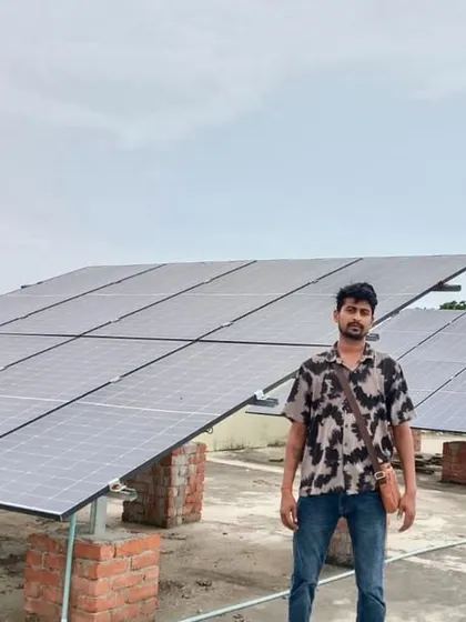 The complete solar array at V.R. Public School, demonstrating a significant investment in sustainable infrastructure. This system will power the school's future for decades to come.