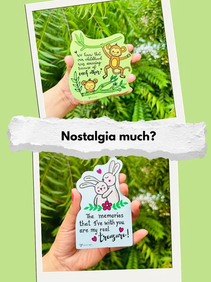 Nostalgia much? Our Rakhi special fridge magnets with hand-doodled cartoon animals and relatable messages are on sale at 50% off.