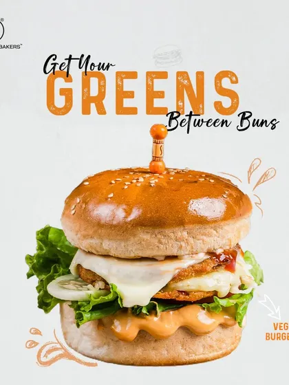 Our signature Veg Burger, built with a wholesome vegetable patty, fresh lettuce, crisp cucumber, and a layer of melting cheese, all held together by a soft, sesame-topped bun. It's a satisfying meal any time of day.