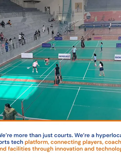 We are more than just courts. This image from a large scale tournament illustrates our role as a hyperlocal sports tech platform, connecting players, coaches, and facilities.