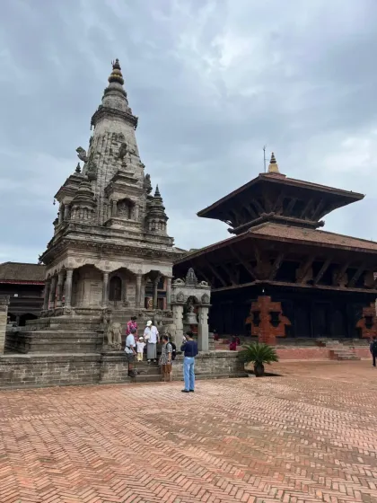 The stunning architecture of a temple in Bhaktapur. Every structure here tells a story of devotion and masterful craftsmanship.
