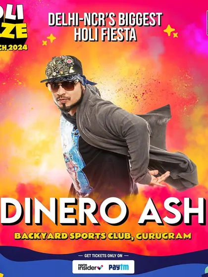 The promotional poster for Holi Haze featuring artist Dinero Ash. We bring in popular artists and DJs to ensure the music and entertainment are top-notch for our festival attendees.