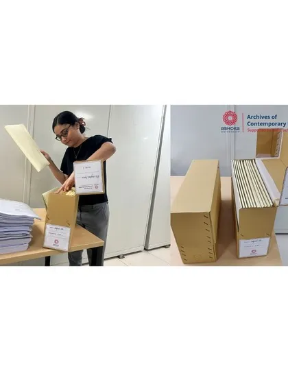 An archivist carefully placing documents into acid-free folders and boxes. This process of physical preservation is essential to prevent the deterioration of paper records, ensuring they survive for future generations of scholars.