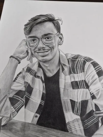 A detailed half-body portrait, this was a paid commission. Notice the detail in the plaid shirt, watch, and relaxed pose.
