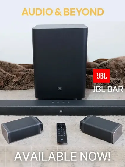 The JBL Bar 5.1 system offers true wireless surround sound with 510W of power. The main soundbar features detachable, battery-powered speakers that you can place anywhere in the room for a truly flexible and immersive audio experience.