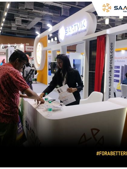 Our front desk at RenewX 2025, where we welcomed hundreds of visitors interested in clean energy solutions.