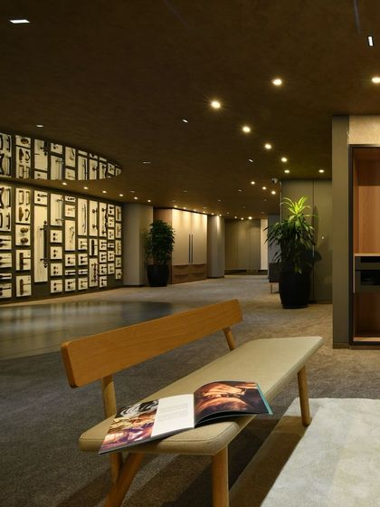 Further details from the Gala showroom, emphasizing the tactile beauty of the architecture, the curated displays, and the luxurious walk-in closet mockups.