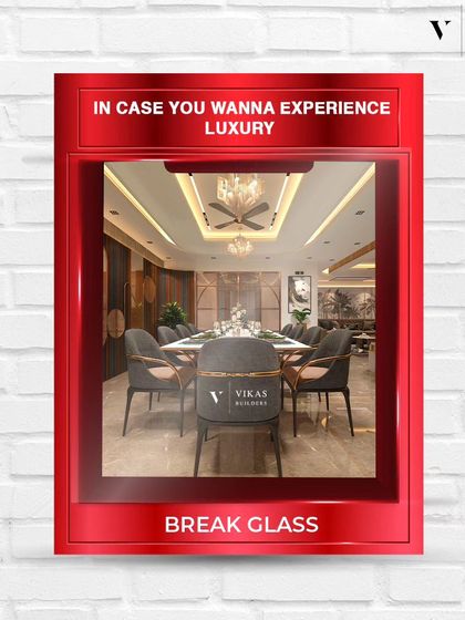 In case you want to experience luxury, break glass. This fun, creative ad positions our dining rooms as an emergency source of elegance and fine living.