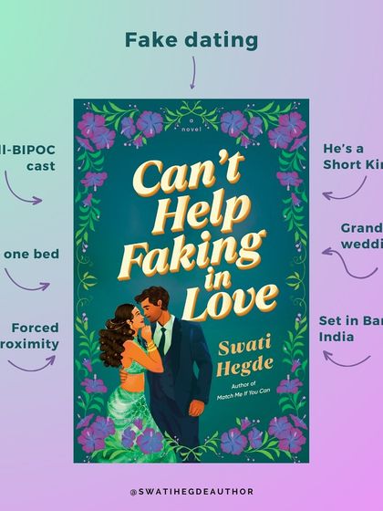 A quick guide to the tropes in *Can't Help Faking in Love*. It's a fake dating romance with an all-BIPOC cast, forced proximity, the only one bed trope, a Short King hero, and a grand desi wedding setting in Bangalore.