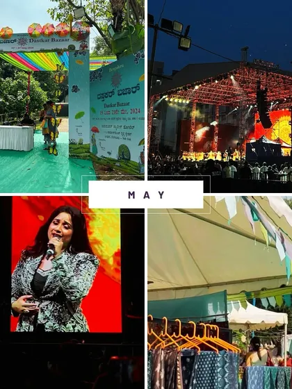 Our highlights from May, featuring a concert by Shreya Ghoshal and the Dastkar Bazaar. This shows my ability to handle both high-energy music events and large-scale artisan fairs.