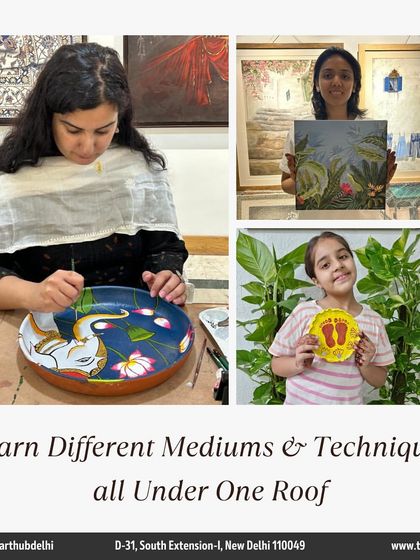 I offer a place to learn different mediums and techniques all under one roof. From Pichwai plate painting to canvas art, there's something for everyone.