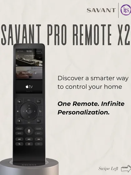 The Savant Pro Remote X2 offers more than just media control; it's a personalized gateway to your smart home. Each user can have their own profile with custom layouts and scenes for controlling everything from Apple TV to lighting.