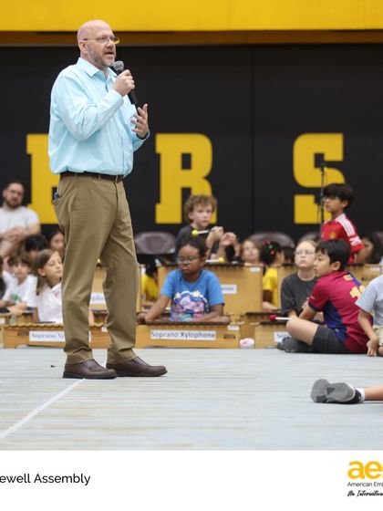 Our Elementary School Farewell Assembly is a time to say goodbye to students moving on to new adventures. The principal addresses the students, celebrating their journey and wishing them well.